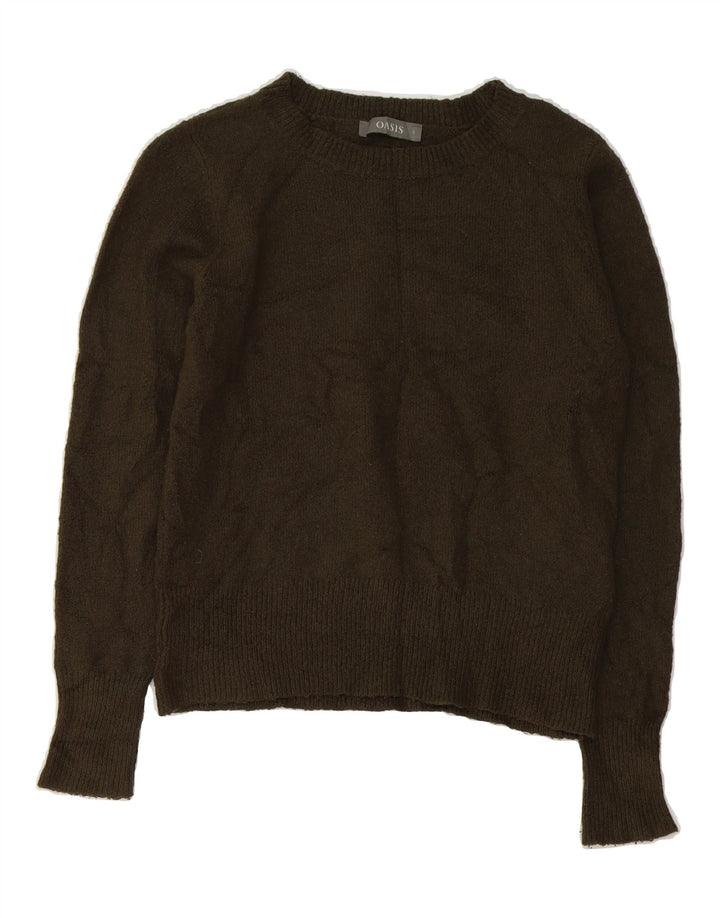 OASIS Womens Crew Neck Jumper Sweater UK 10 Small Khaki Acrylic Vintage Oasis and Second-Hand Oasis from Messina Hembry 