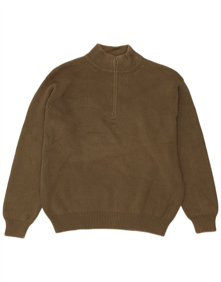 L.L.Bean Herre sweater med lynlåshals Stor Khaki Bomuld