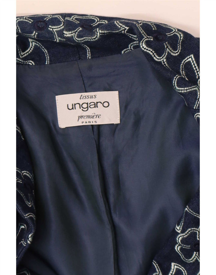 Ungaro Dame 2 Button Blazer Jacket UK 8 Small Navy Blue Floral