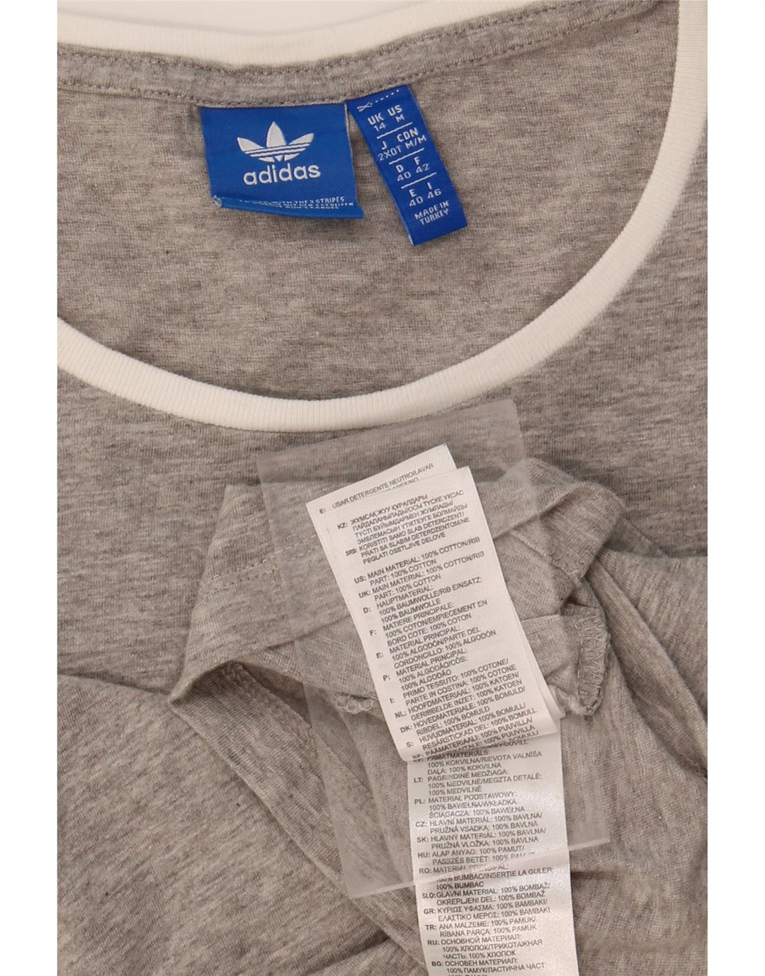 ADIDAS Womens T-Shirt Top UK 14 Medium Grey Cotton Vintage Adidas and Second-Hand Adidas from Messina Hembry 