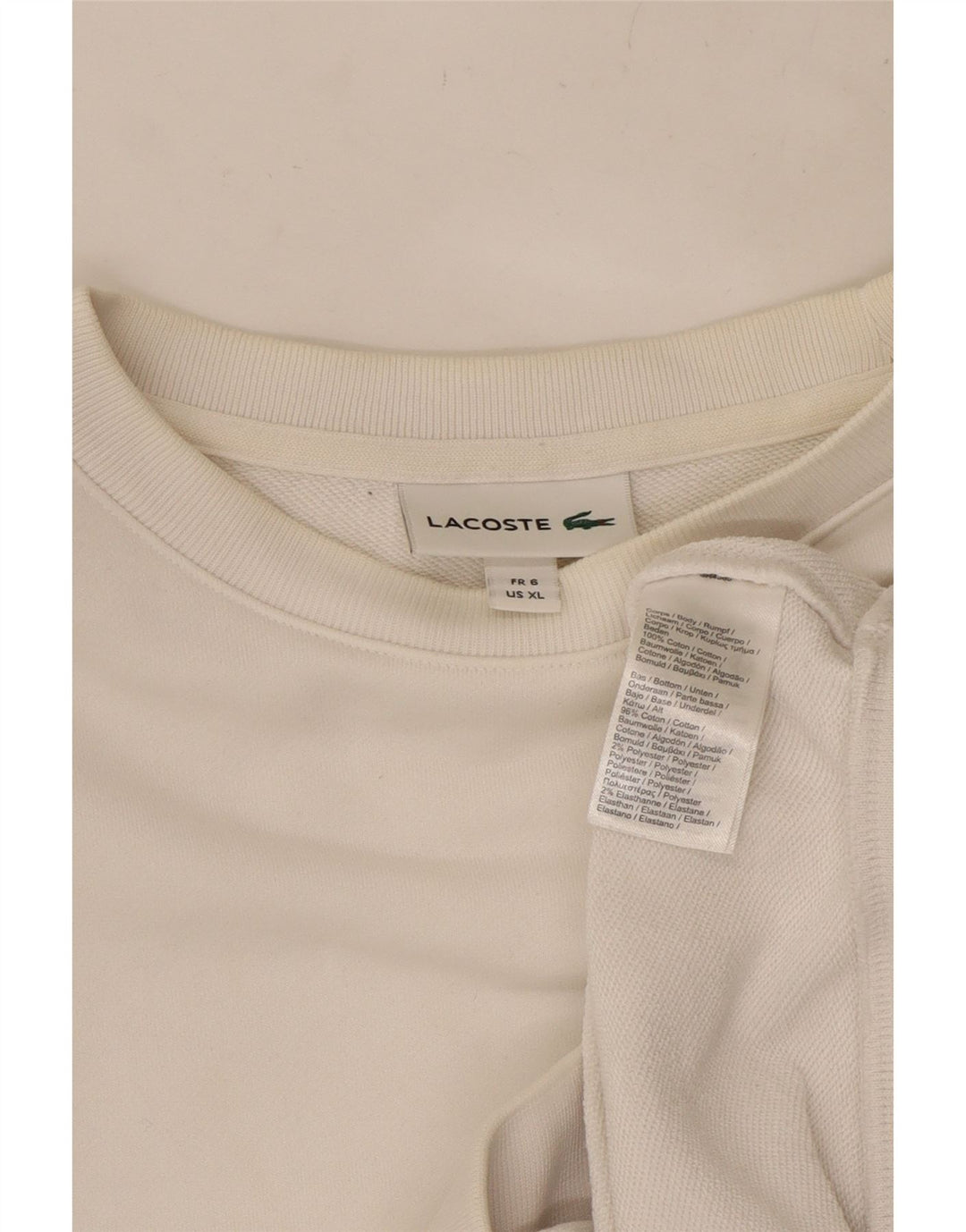 LACOSTE Sweatshirt-trøje til mænd størrelse 6 XL Hvid bomuld