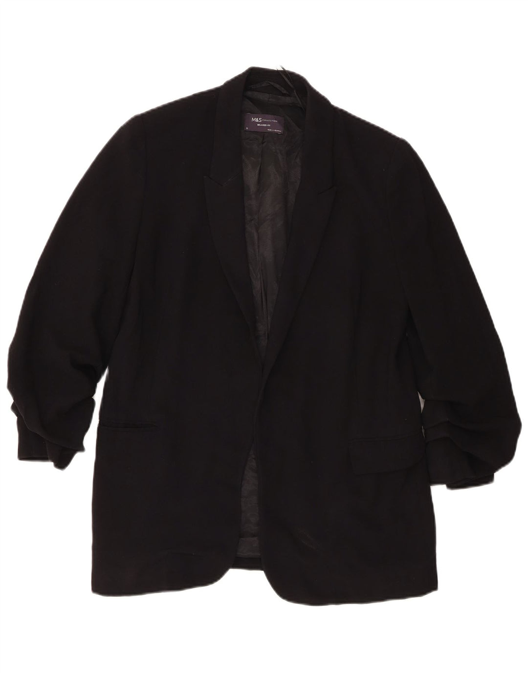 Marks & Spencer Dame Relaxed Fit Blazer Jacket UK 10 Small Black