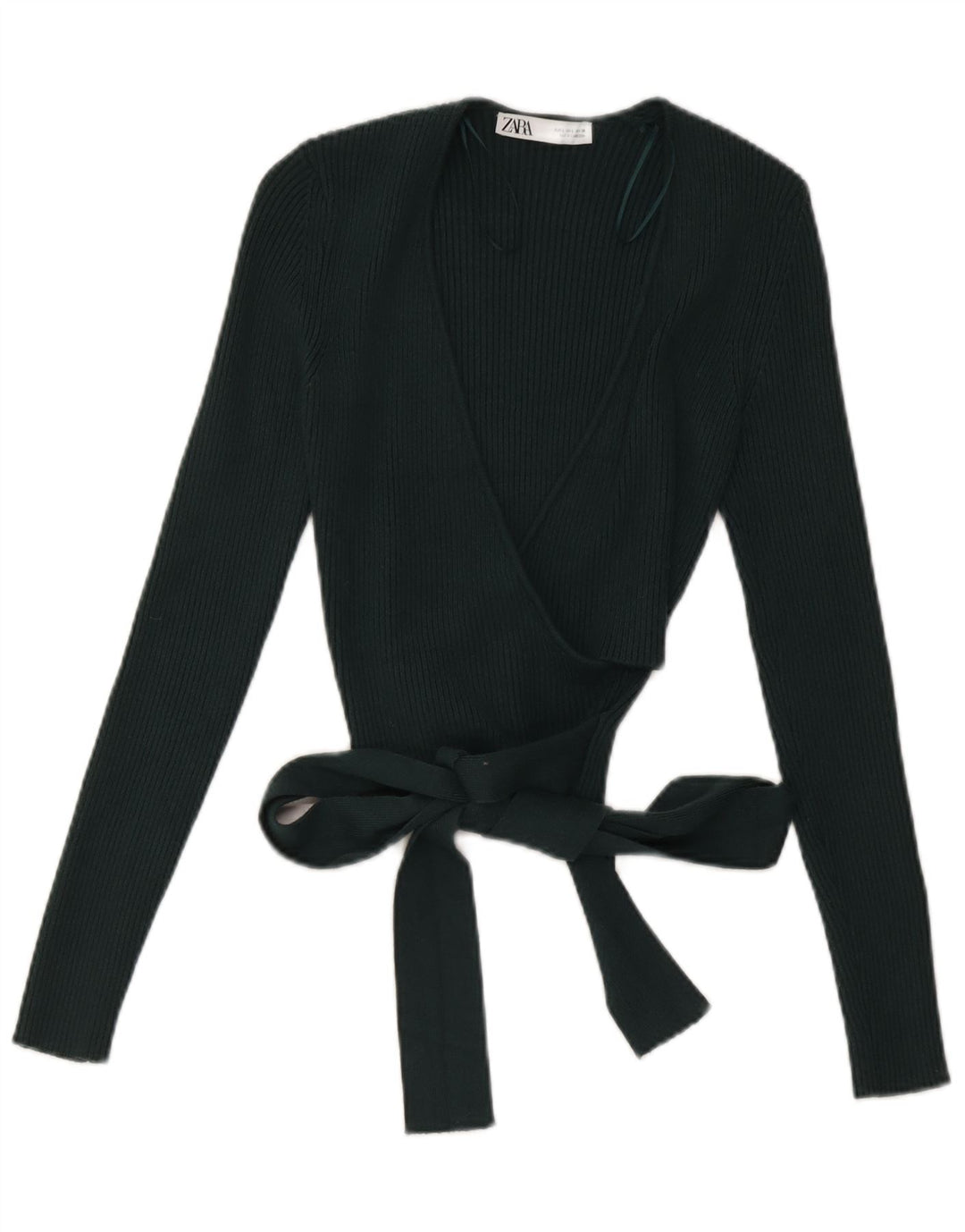 Zara Womens Wrap Cardigan Top UK 14 Large Green Viscose