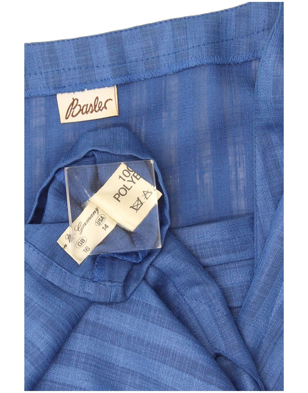Basler Dame ærmeløs bluse Top UK 16 Stor blå stribet polyester