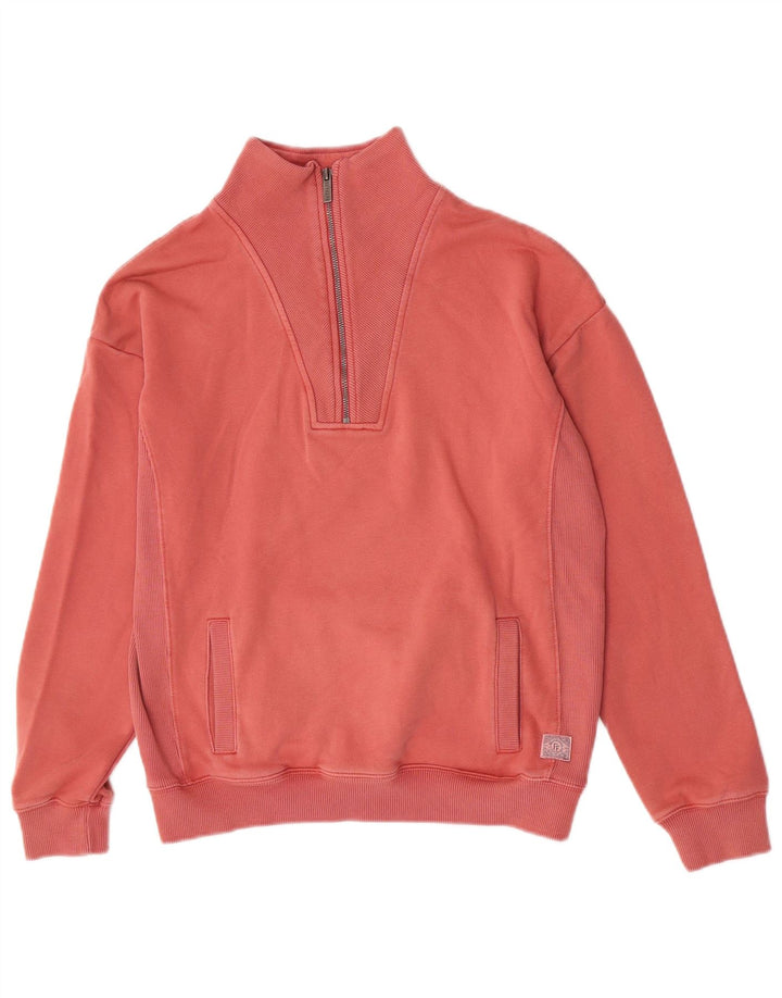 Fat Face Dame Oversized Zip Neck Sweatshirt Jumper UK 10 Small Pink