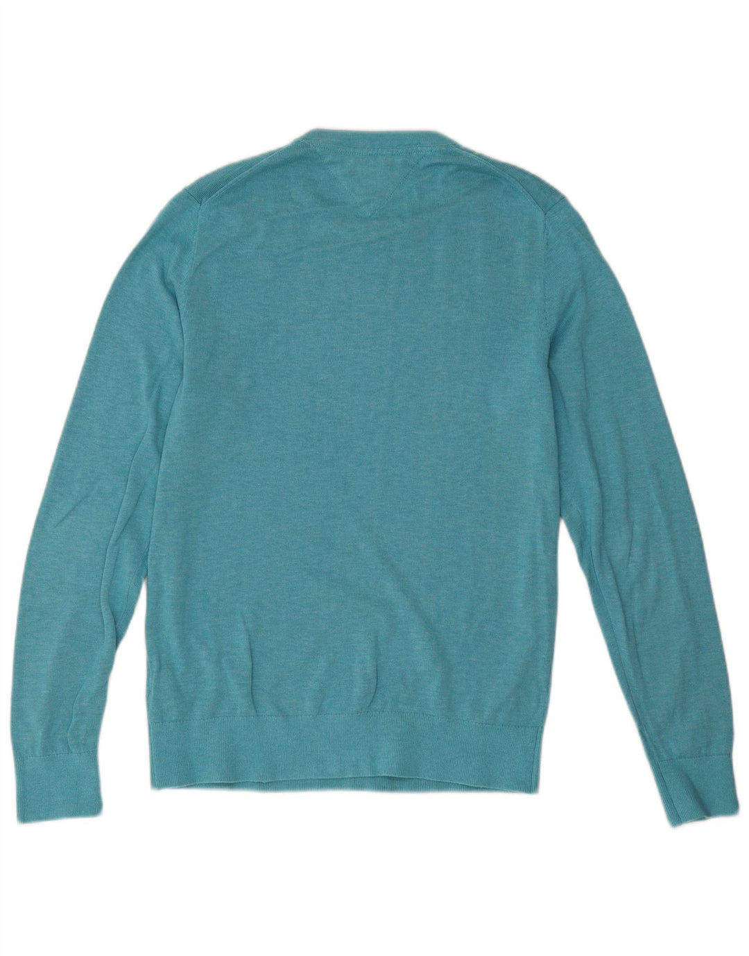 Tommy Hilfiger Herre sweater med rund hals, medium turkis bomuld