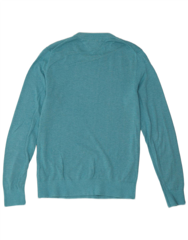 Tommy Hilfiger Herre sweater med rund hals, medium turkis bomuld