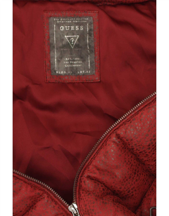 Guess polstret jakke til kvinder UK 10 Lille rød plettet polyester