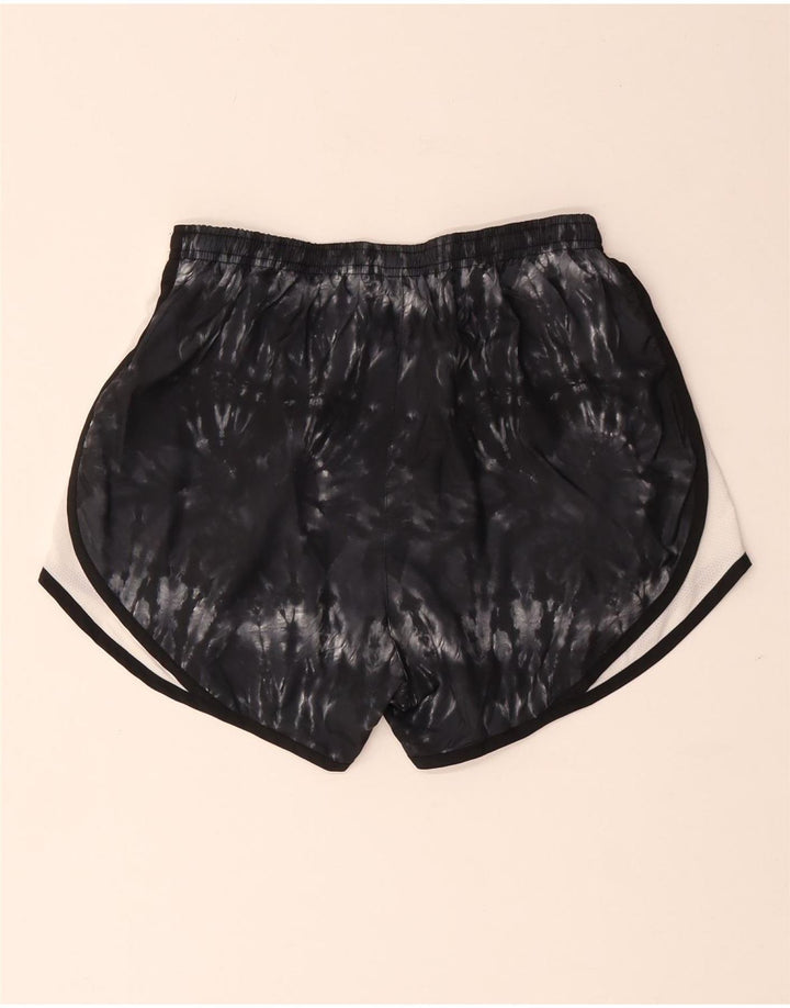Nike Dame Dri Fit Sports Shorts UK 8 Small Black Tie Dye Polyester