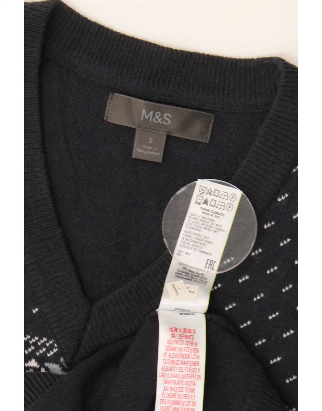 Marks & Spencer Herrevest Tank Top Small Navy Blue Fair Isle Akryl