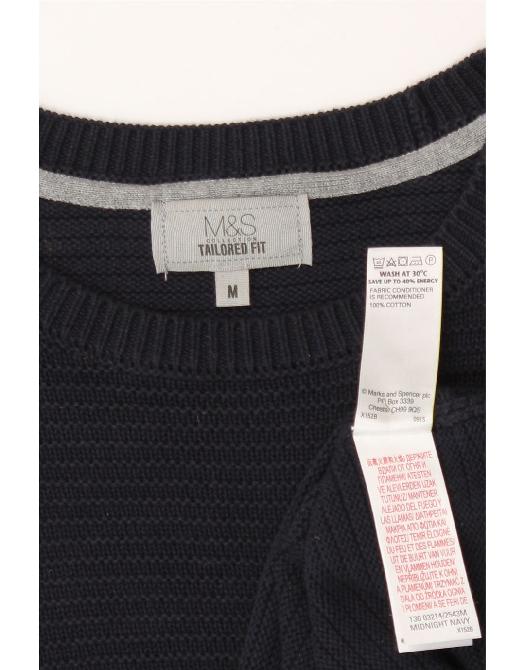 Marks & Spencer Herre sweater med rund hals, medium marineblå bomuld