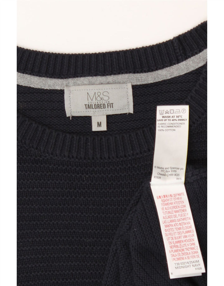 Marks & Spencer Herre sweater med rund hals, medium marineblå bomuld