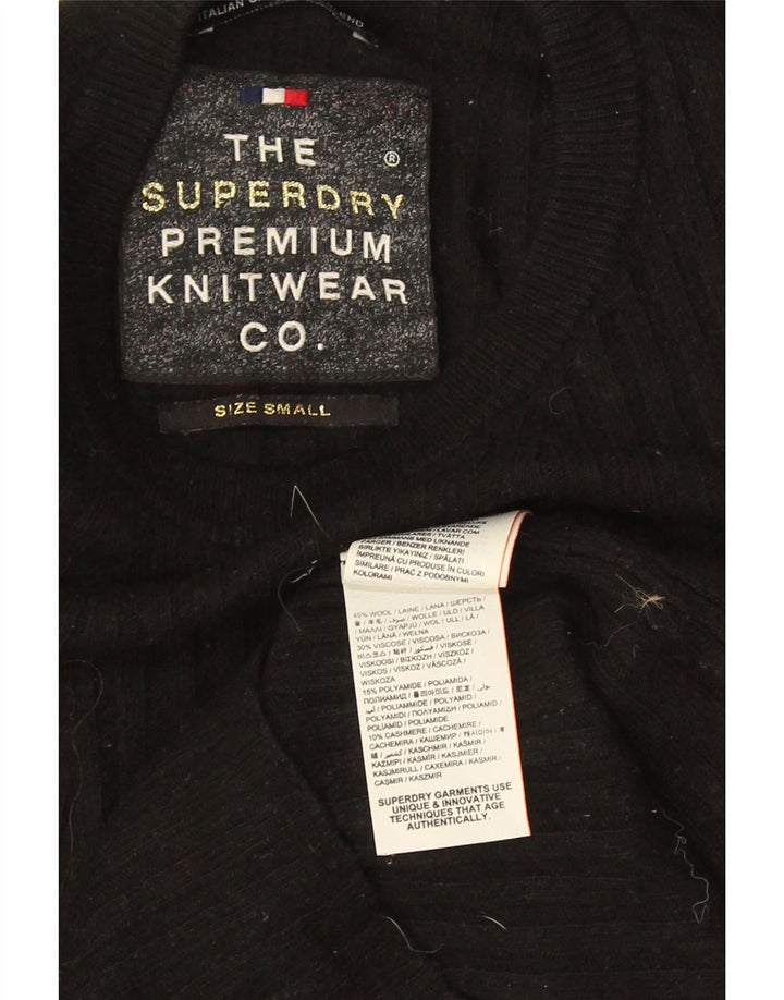 Superdry Sweater med rund hals til kvinder UK 8 Lille sort uld