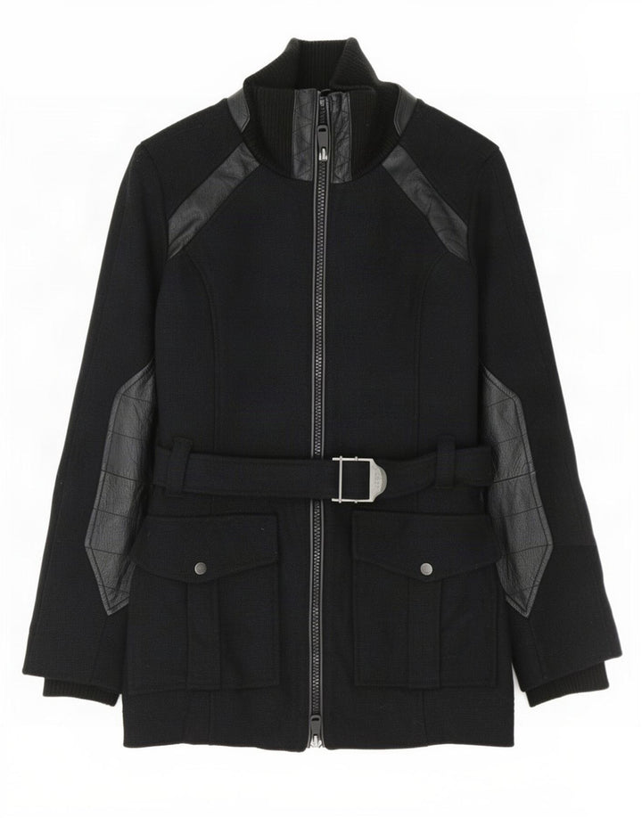 Diesel Dame Windbreaker Coat UK 10 Small Black Colourblock Uld