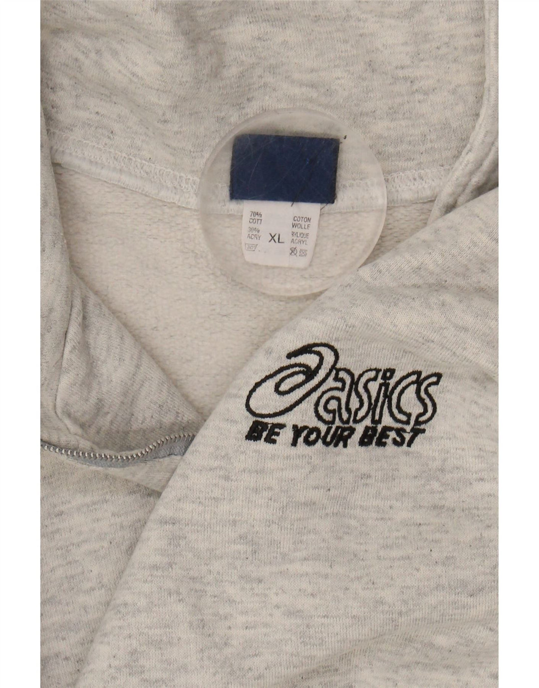 ASICS Mens Zip Neck Sweatshirt Jumper XL Grey Cotton
