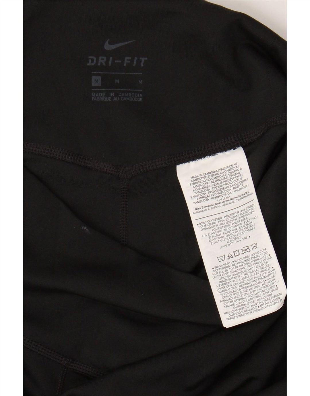 NIKE Dame Dri Fit Leggings UK 12 Medium Sort Polyester