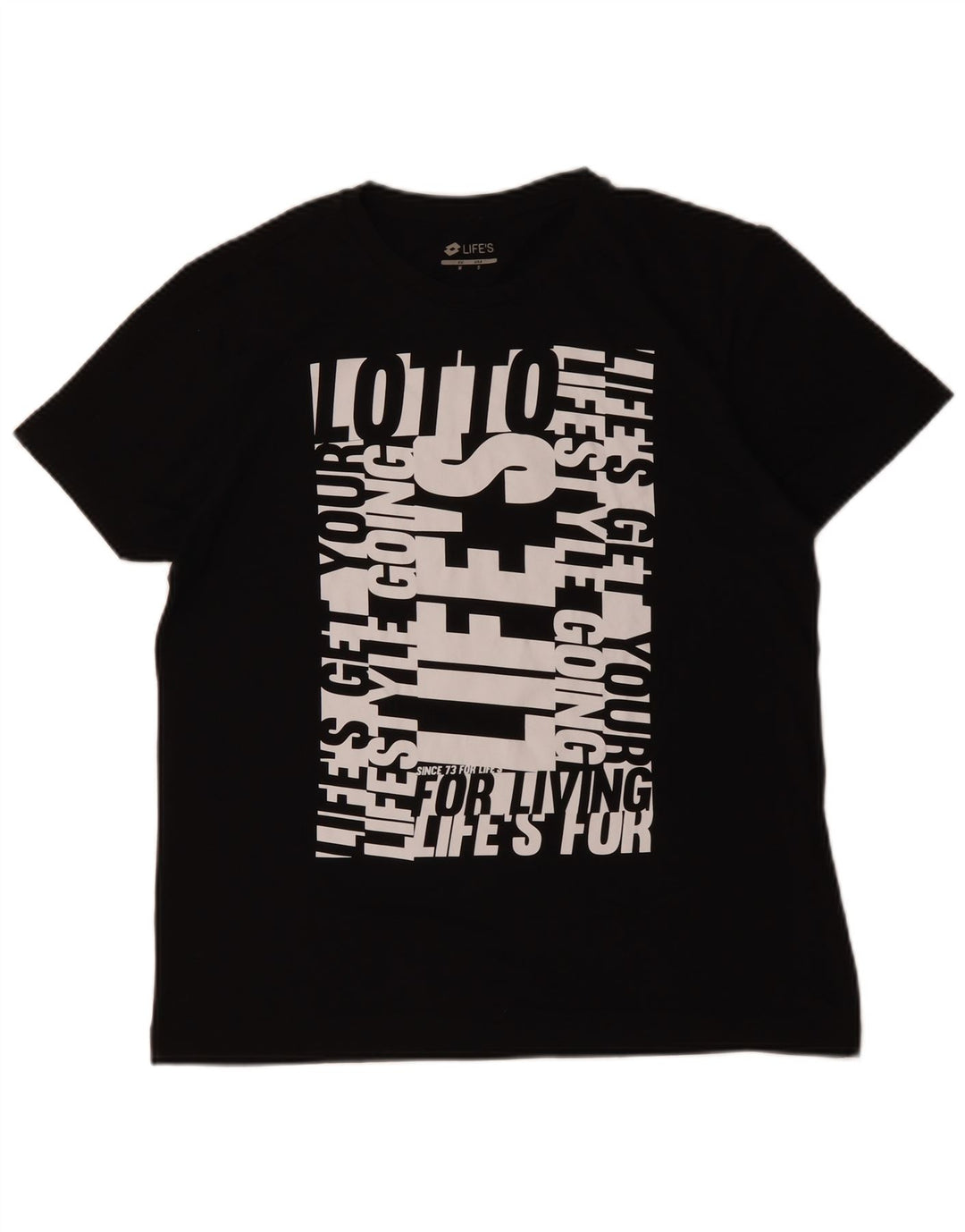LOTTO Herre Grafisk T-Shirt Top Lille Sort Bomuld