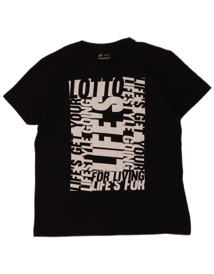 LOTTO Herre Grafisk T-Shirt Top Lille Sort Bomuld