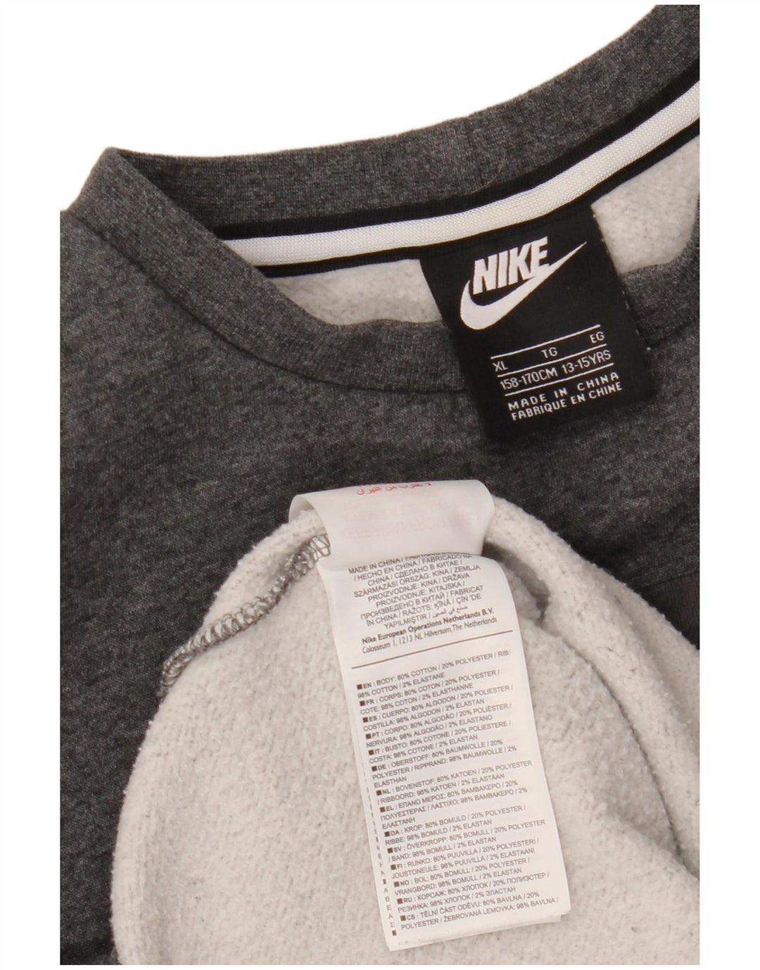 NIKE Graphic Sweatshirt Jumper 13-14 år XL Grå Colourblock Bomuld