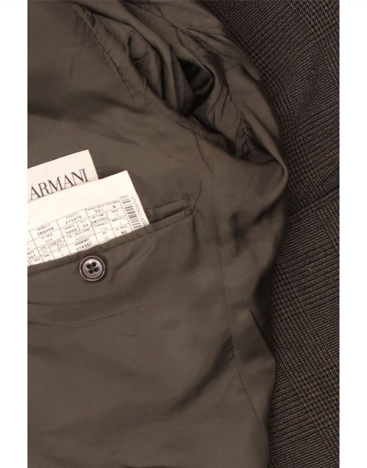 Armani Herre 2-knaps blazerjakke IT 52 Large Grå Houndstooth Polyester