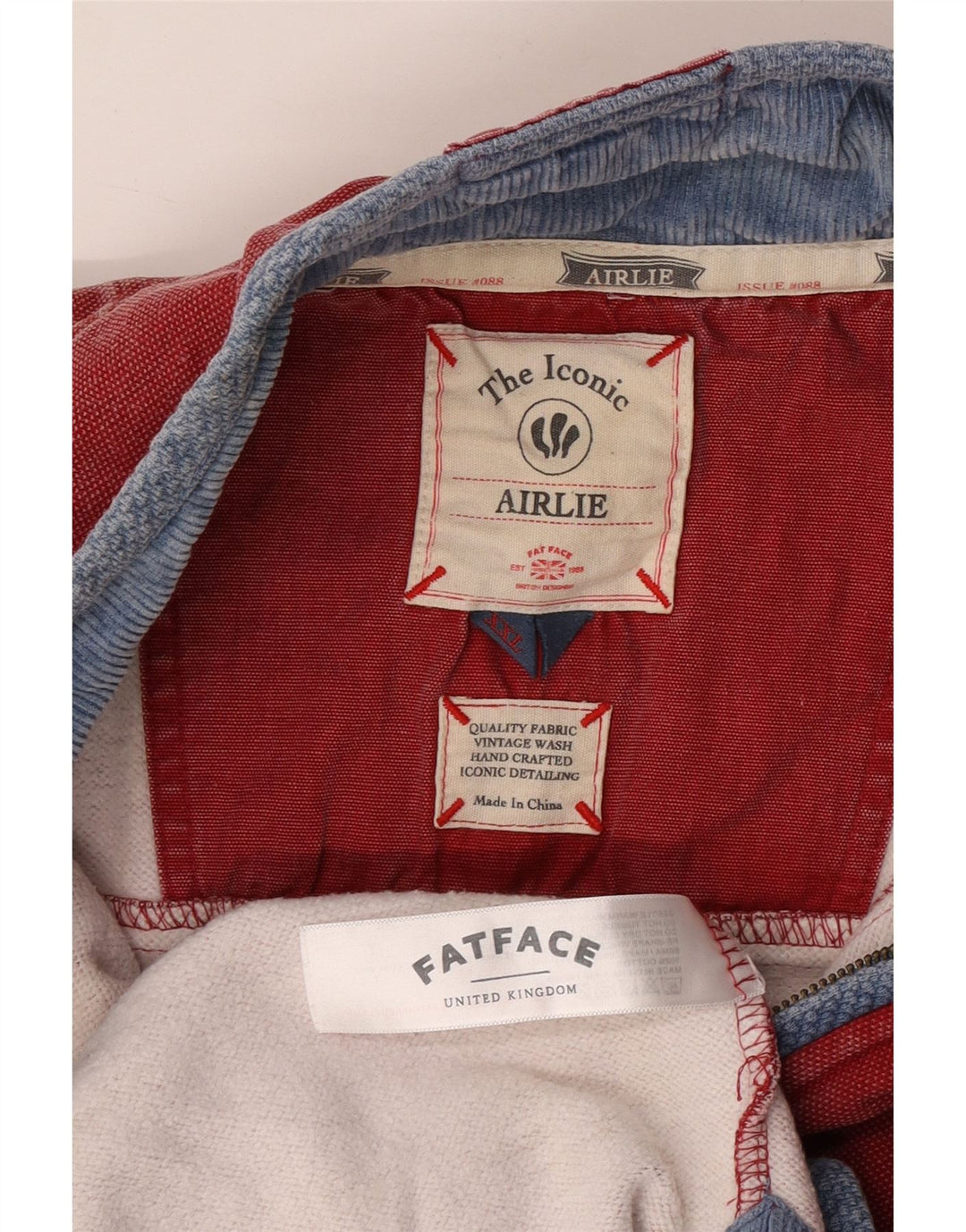 FEDT FACE Herre Airlie Zip Neck Sweatshirt Jumper 2XL Rød Bomuld