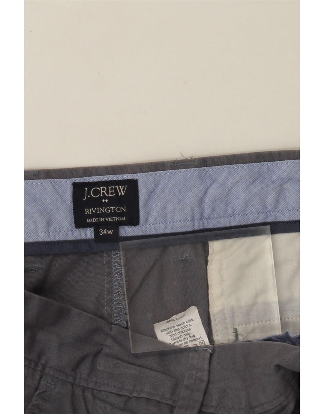 J. CREW Herre Rivington Chino Shorts W34 Large Grå Bomuld