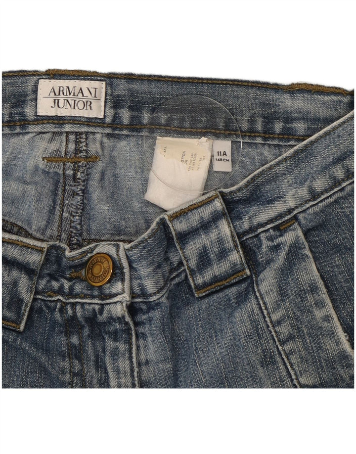 Armani Junior Piger Løse Jeans 10-11 År W26 L28 Blå Patchwork