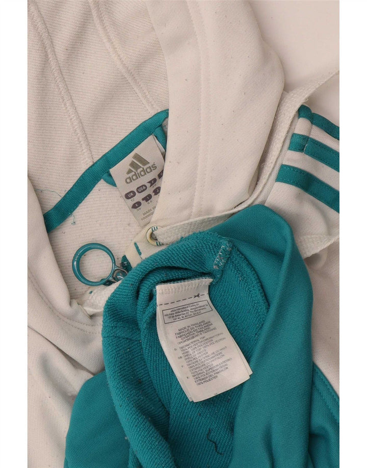 Adidas Dame Hættetrøje Sweater UK 12 Medium White Colourblock Polyester