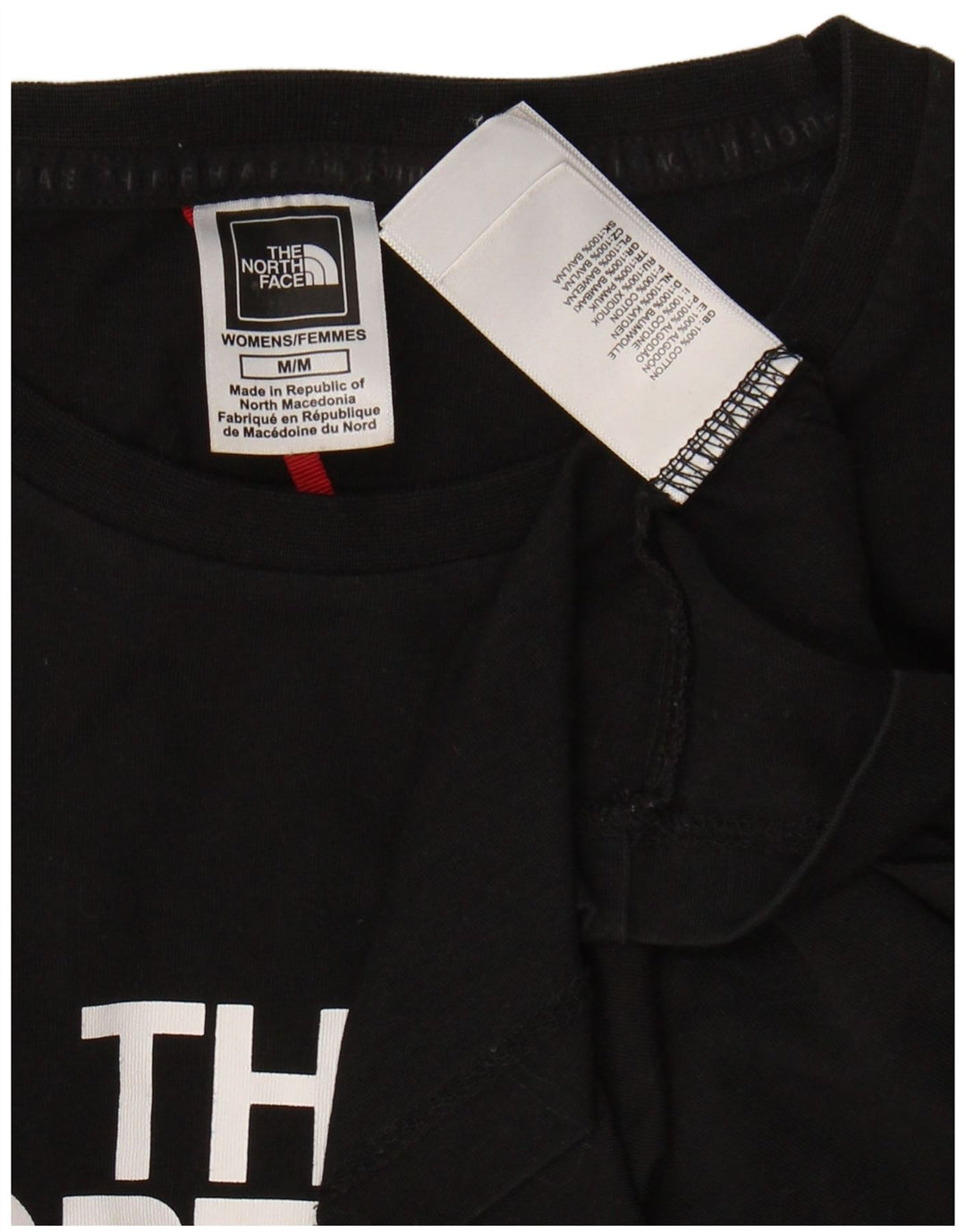 THE NORTH FACE Womens Crop Graphic Top Long Sleeve UK 14 Medium Black