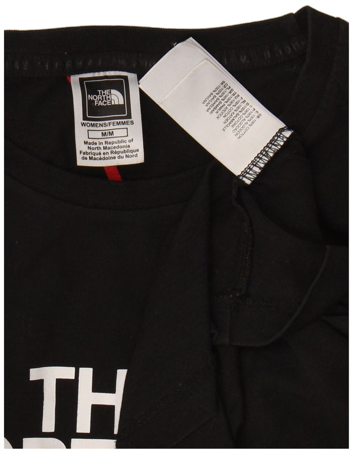 THE NORTH FACE Womens Crop Graphic Top Long Sleeve UK 14 Medium Black