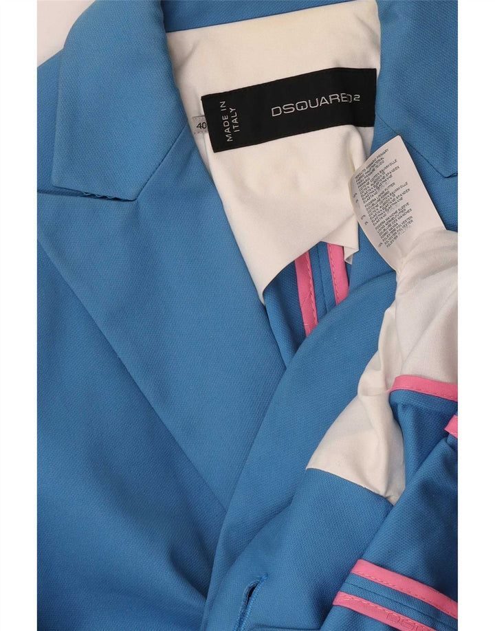 Dsquared2 Dame Crop 1 Knap Blazer Jacket IT 42 Lille Blå Bomuld