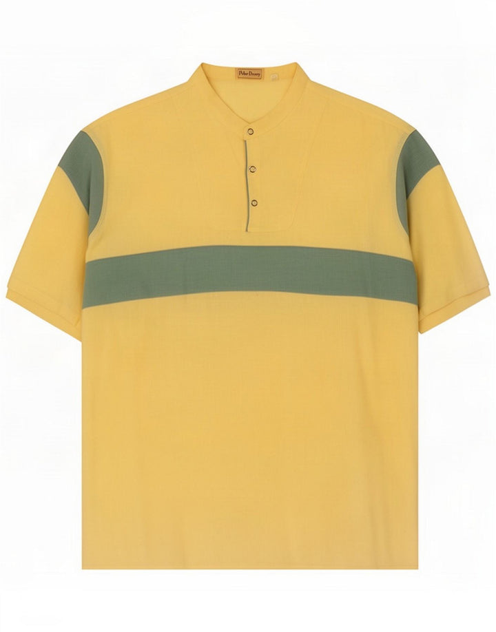 Peter Doney Herre Pullover Shirt Størrelse 40 15 3/4 Medium Gul Farveblok