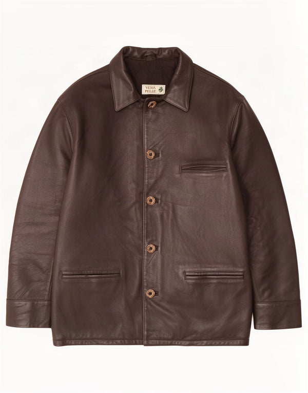 Vintage herre læderjakke IT 54 2XL Sort
