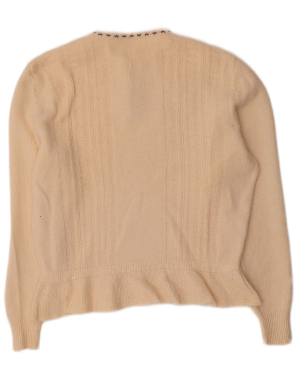 Vintage dame sweater med rund hals DK 16 Stor beige uld