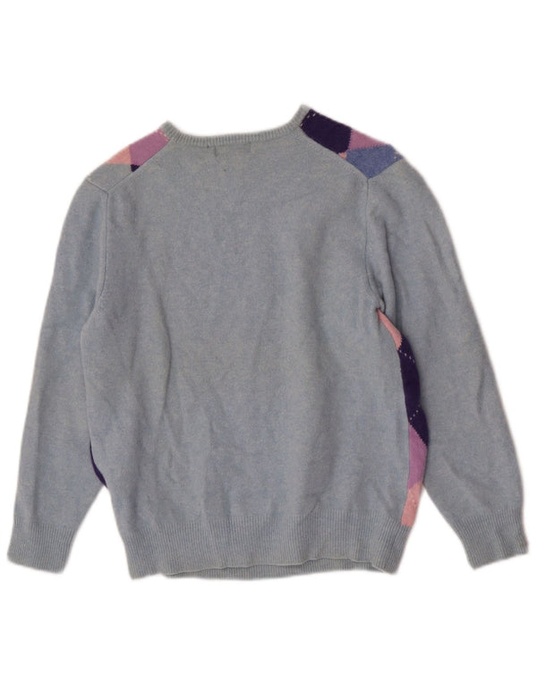 John Ashfield Boys Boat Neck Jumper Sweater 11-12 Years Blue Argyle/Diamond