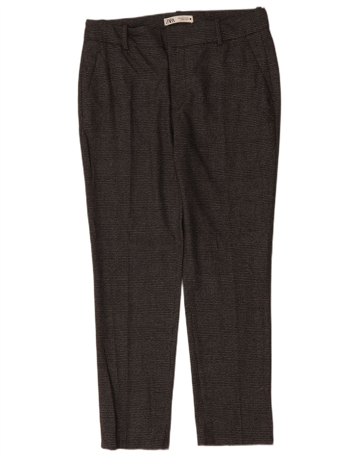 ZARA Slim Suit Bukser til kvinder EU 40 Medium W30 L29 Grå ternet polyester