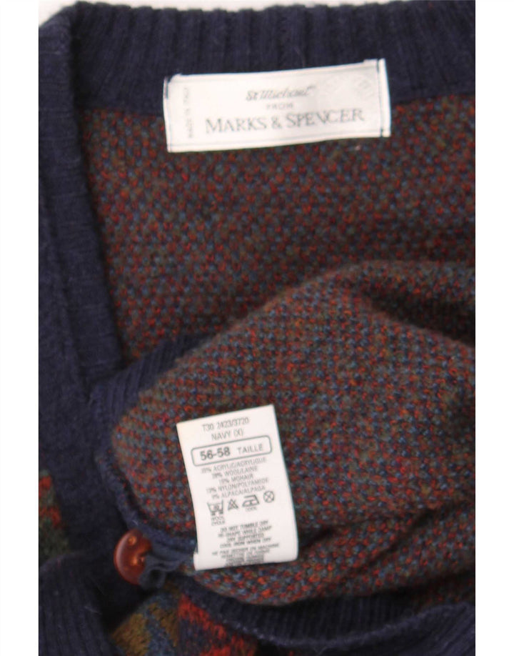 Marks & Spencer Herre St. Michael Cardigan Sweater XL Marineblå Retro