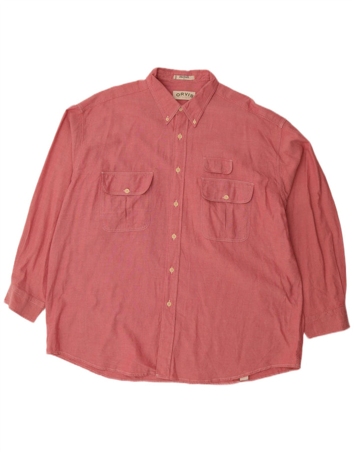 ORVIS Herre Loose Fit skjorte Stor rød bomuld