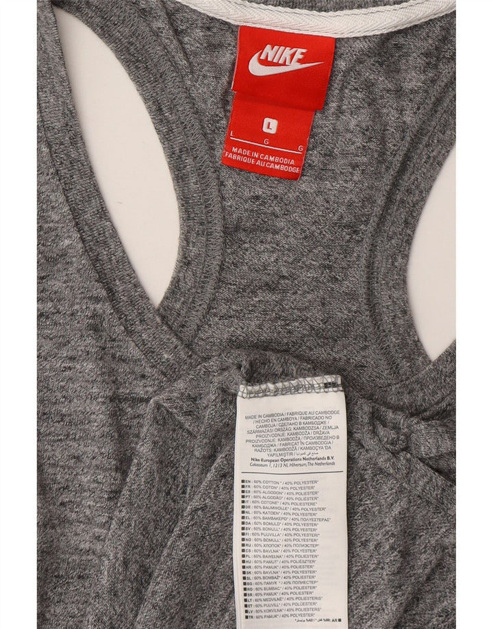 NIKE Damevest Top UK 14 Stor Grå Flecked Bomuld