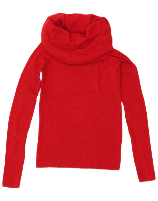 ZARA Dame Crop Roll Neck sweater UK 12 Medium Red