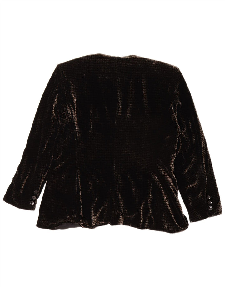 Jones New York Dame 2 Knaps Velour Blazer Jakke UK 16 Stor Sort Rayon