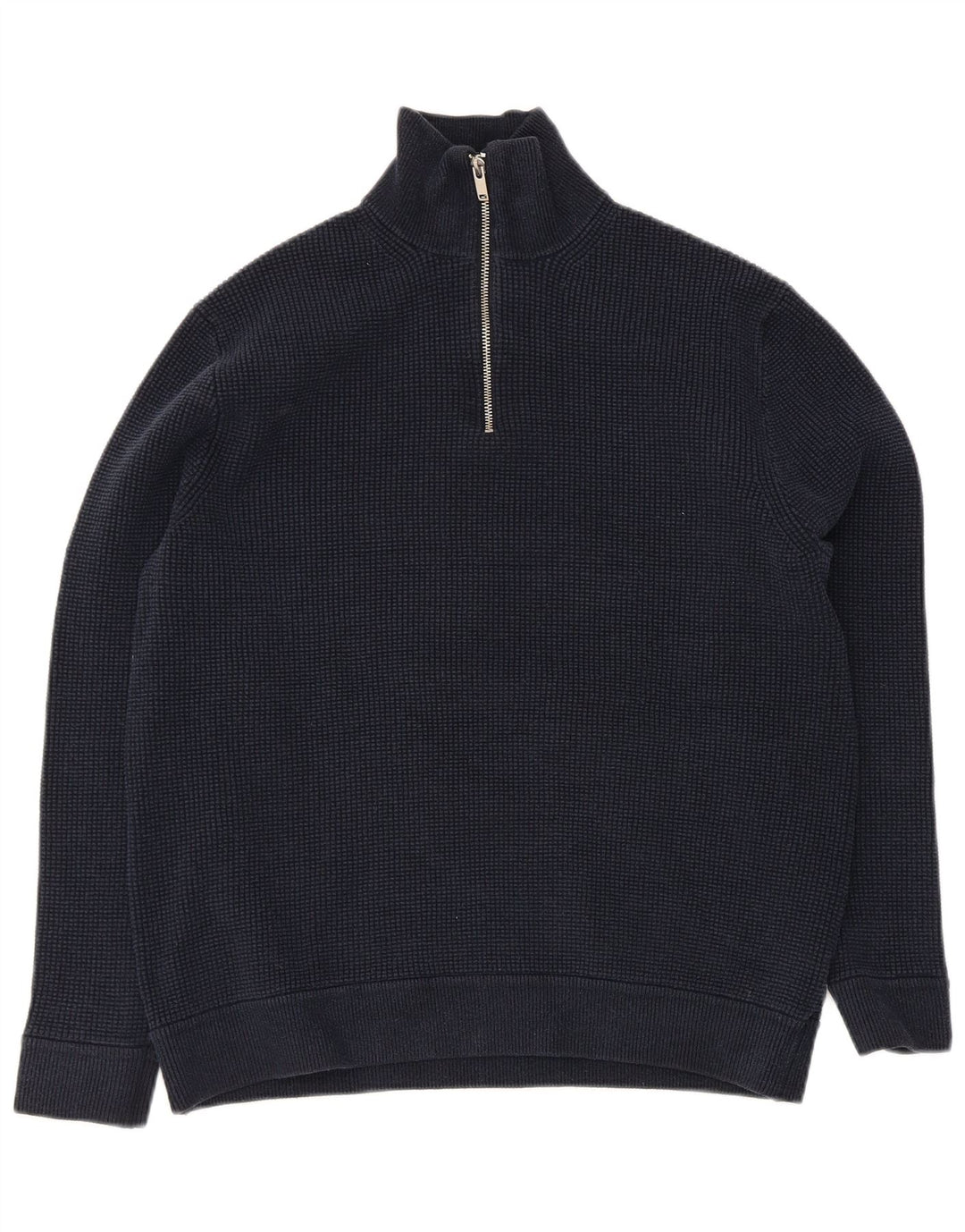 Marks & Spencer Herre Zip Neck Jumper Sweater XL Navy Blue Polyester