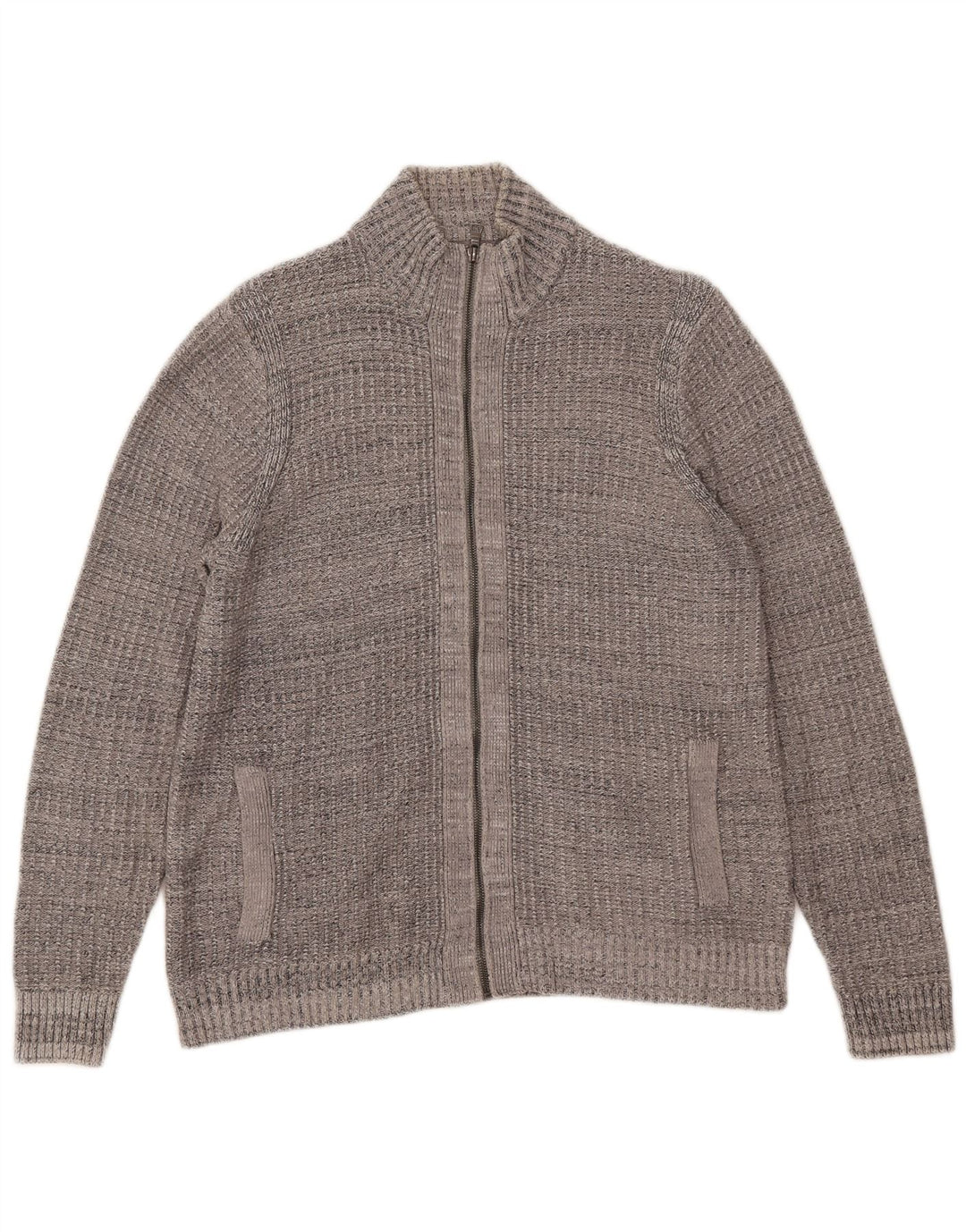 Marks & Spencer Herre sweater med lynlås i halsen UK 38/40 Medium Grey Flecked