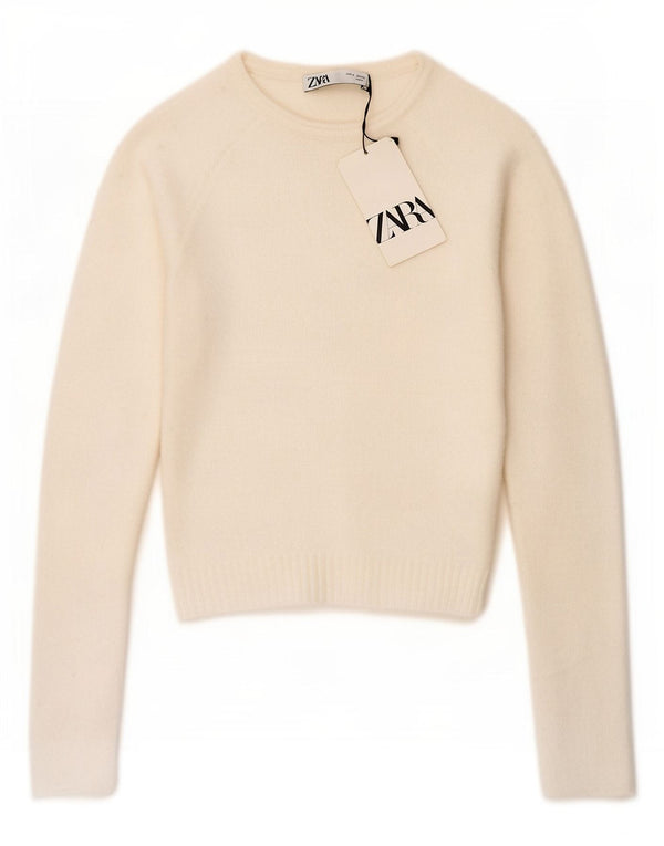 Zara Dame Turtle Neck Jumper Sweater UK 10 Small White Nylon
