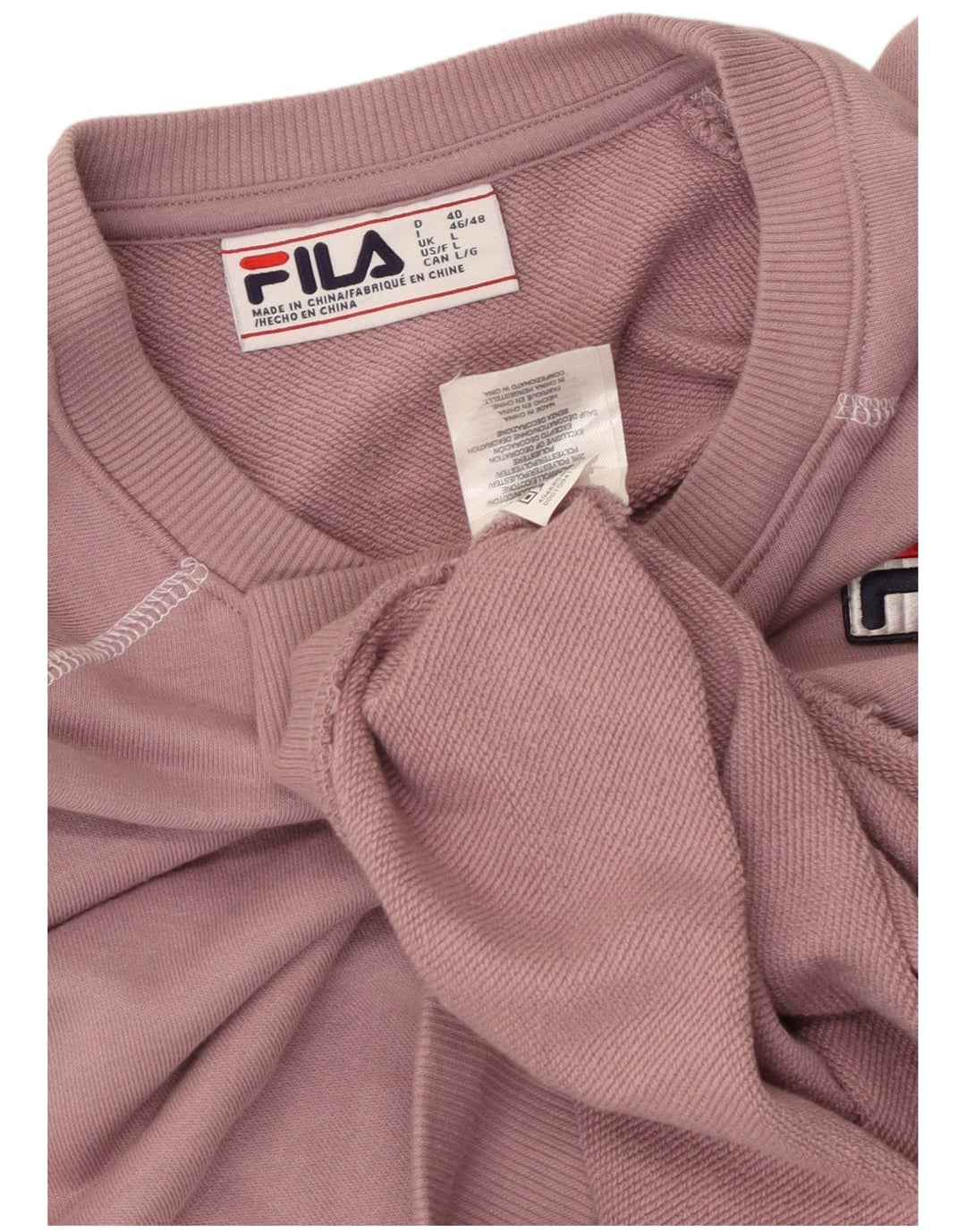 FILA Dame Sweatshirt Jumper UK 16 Stor Lilla Bomuld