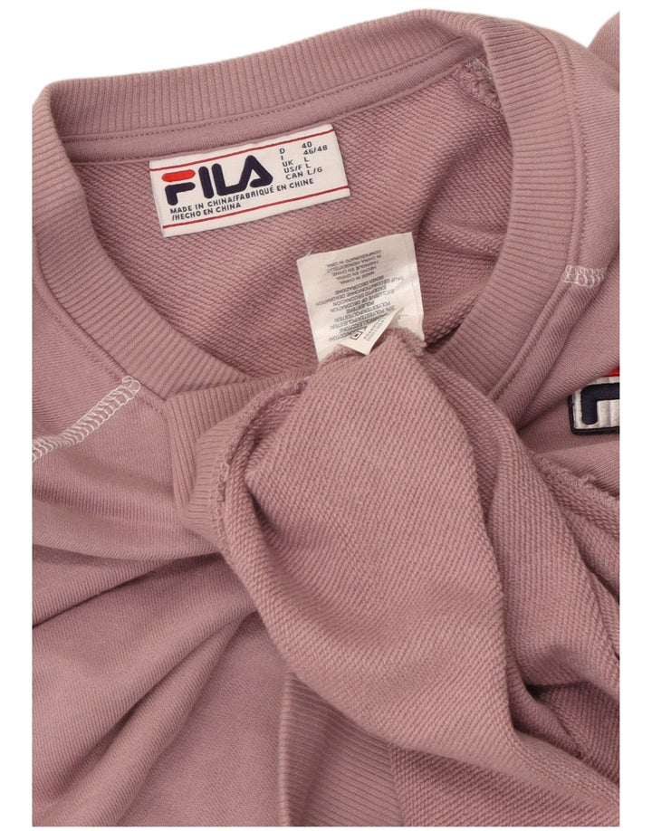 FILA Dame Sweatshirt Jumper UK 16 Stor Lilla Bomuld