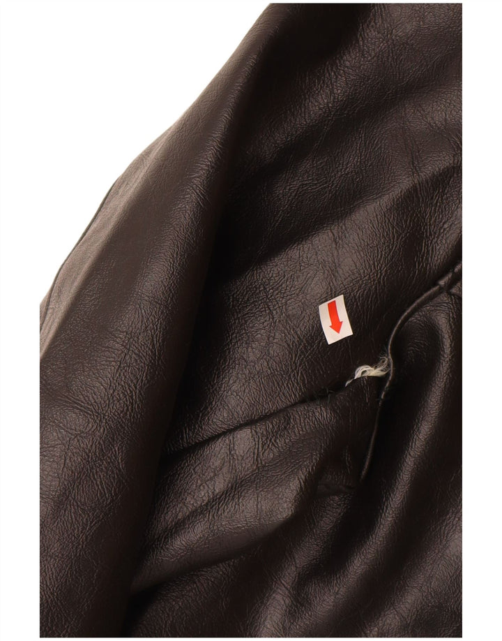 VINTAGE Herre Læderjakke UK 40 Stor Sort Læder