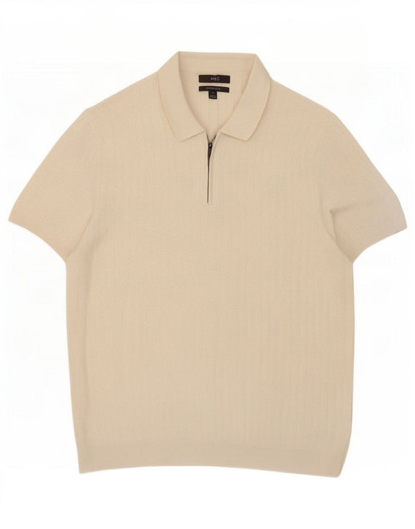 Marks & Spencer herre poloshirt XL hvid bomuld