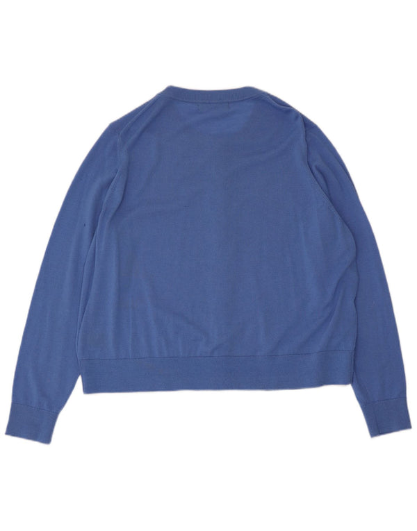 Marks & Spencer Dame Cardigan Sweater UK 20 2XL Blå Merinould