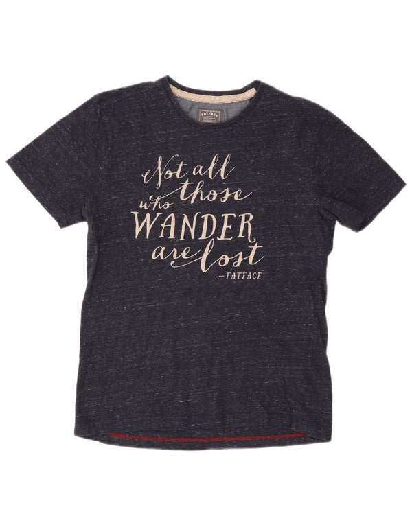 FAT FACE Kvinde grafisk T-shirt Top Medium Navyblå Flecked Bomuld